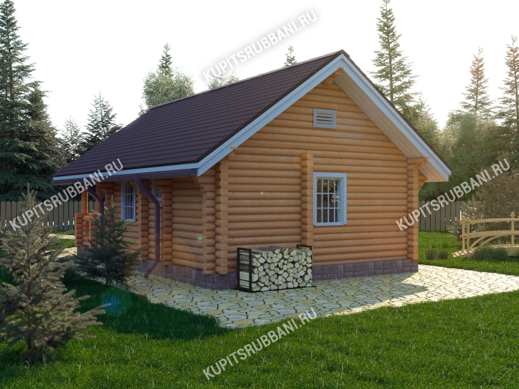 Сруб бани 6x9 с террасой                    3