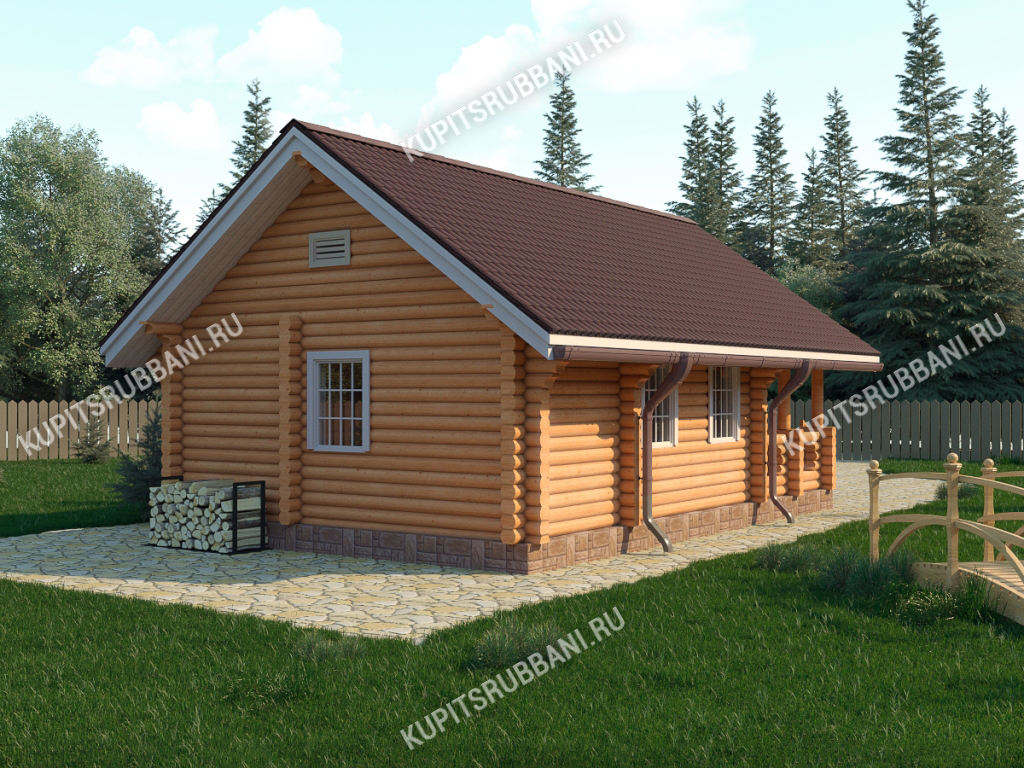 Сруб бани 6x9 с террасой                    5
