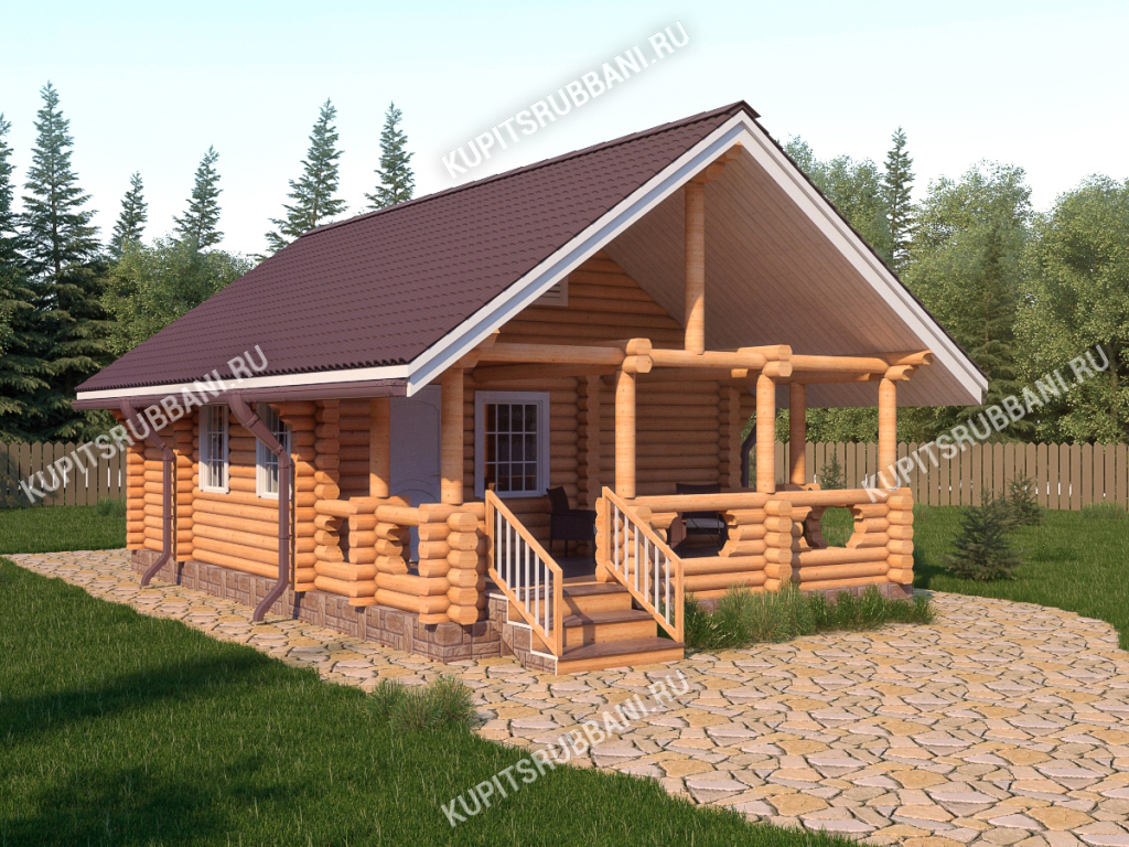 Сруб бани 6x9 с террасой                    7