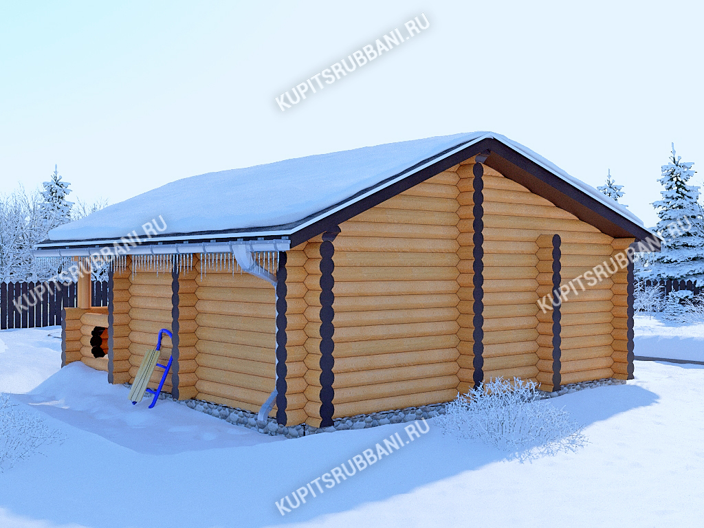 Сруб бани 7x7 с террасой                    2