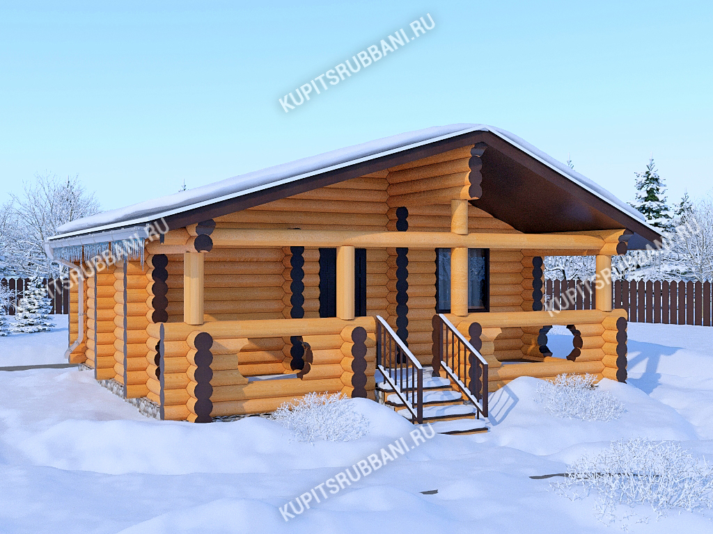 Сруб бани 7x7 с террасой                    4