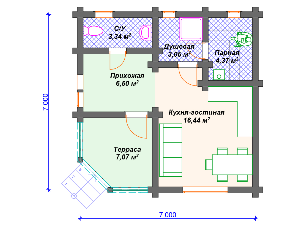 Сруб дома 7x7                    5