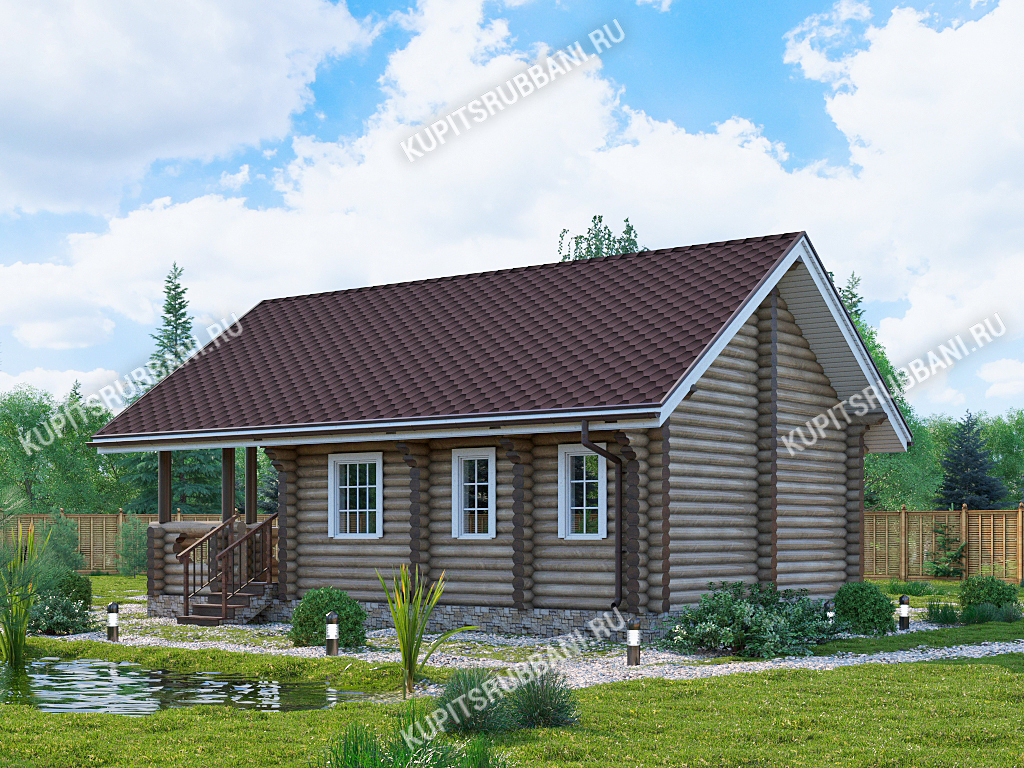 Сруб бани 8x8 с террасой                    3