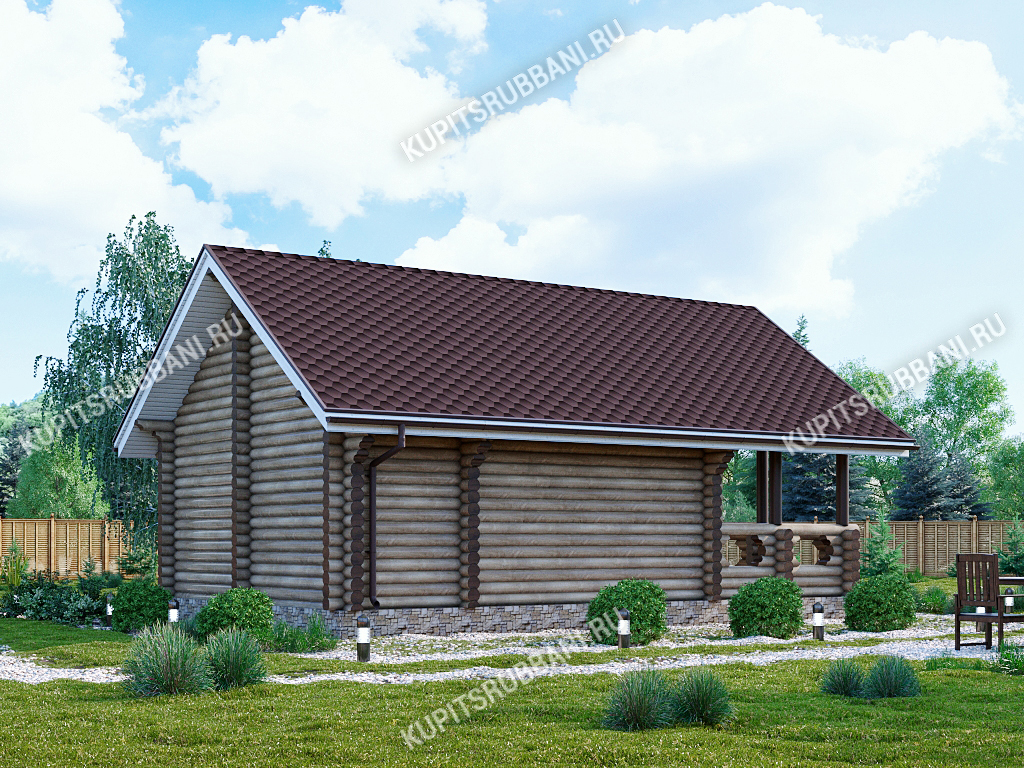 Сруб бани 8x8 с террасой                    5